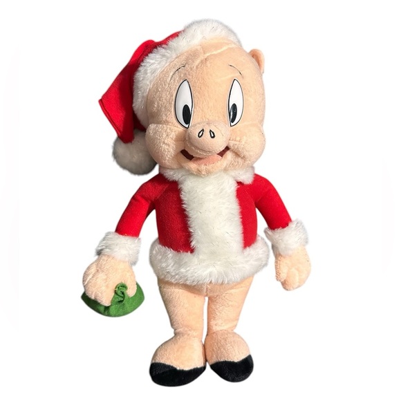 Looney Tunes Porky Pig Santa Claus Christmas Xmas Plush - Picture 1 of 2